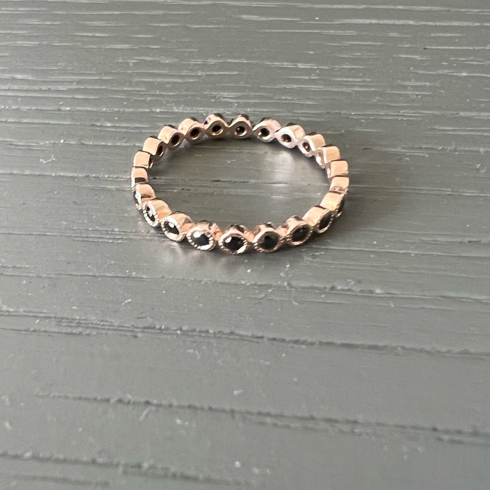Black diamond rose gold bezel eternity ring